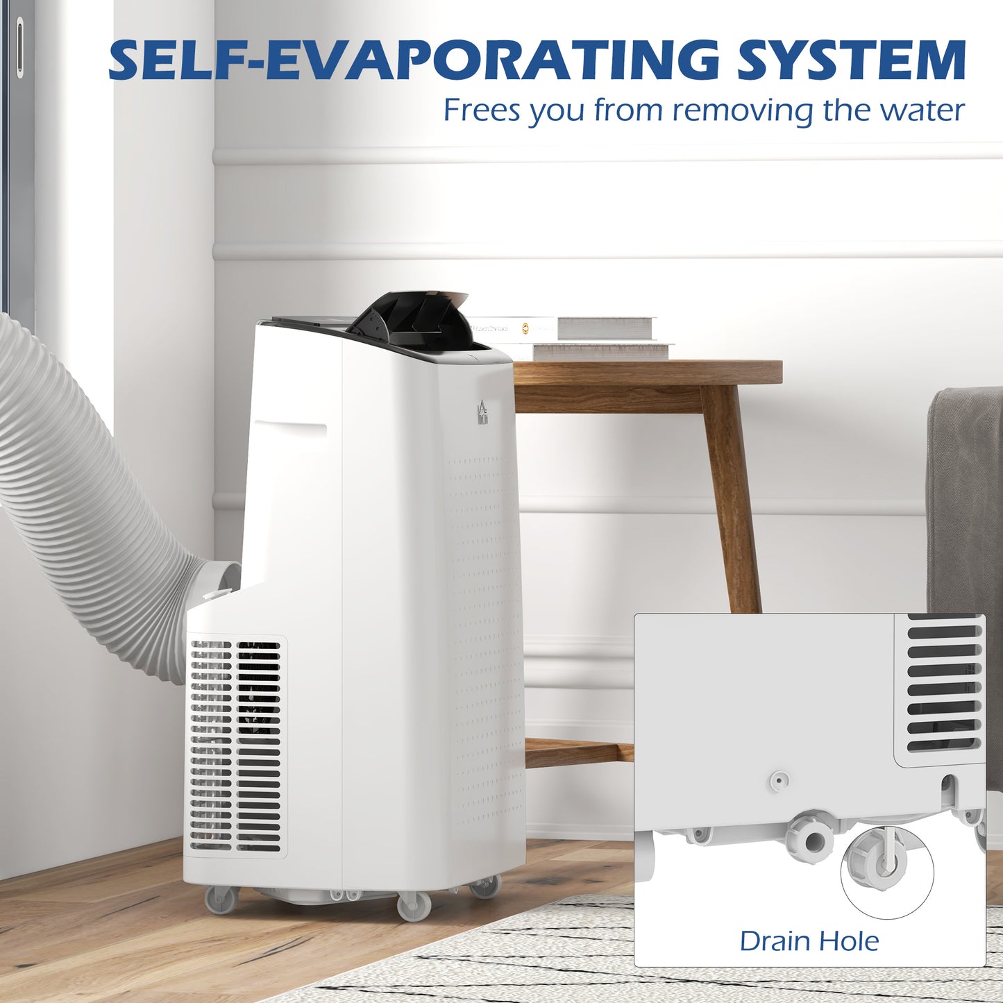 HOMCOM 14,000 BTU Mobile Air Conditioner for Room up to 35m², Smart Home WiFi Compatible, with Dehumidifier, Fan, 24H Timer
