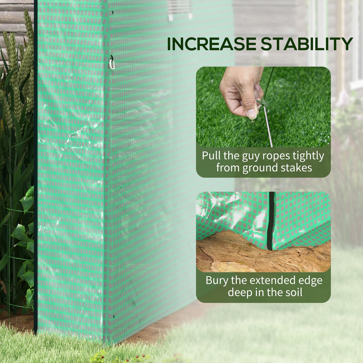 Outsunny Polytunnel Greenhouse Walkin Grow House with UVresistant PE Cover Doors and Mesh Windows 1.8 x 1.8 x 2m Green