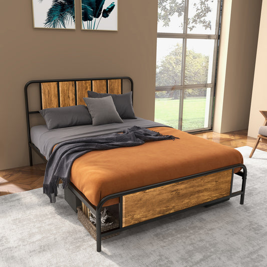 HOMCOM Double Retro-Look Metal Bed Frame