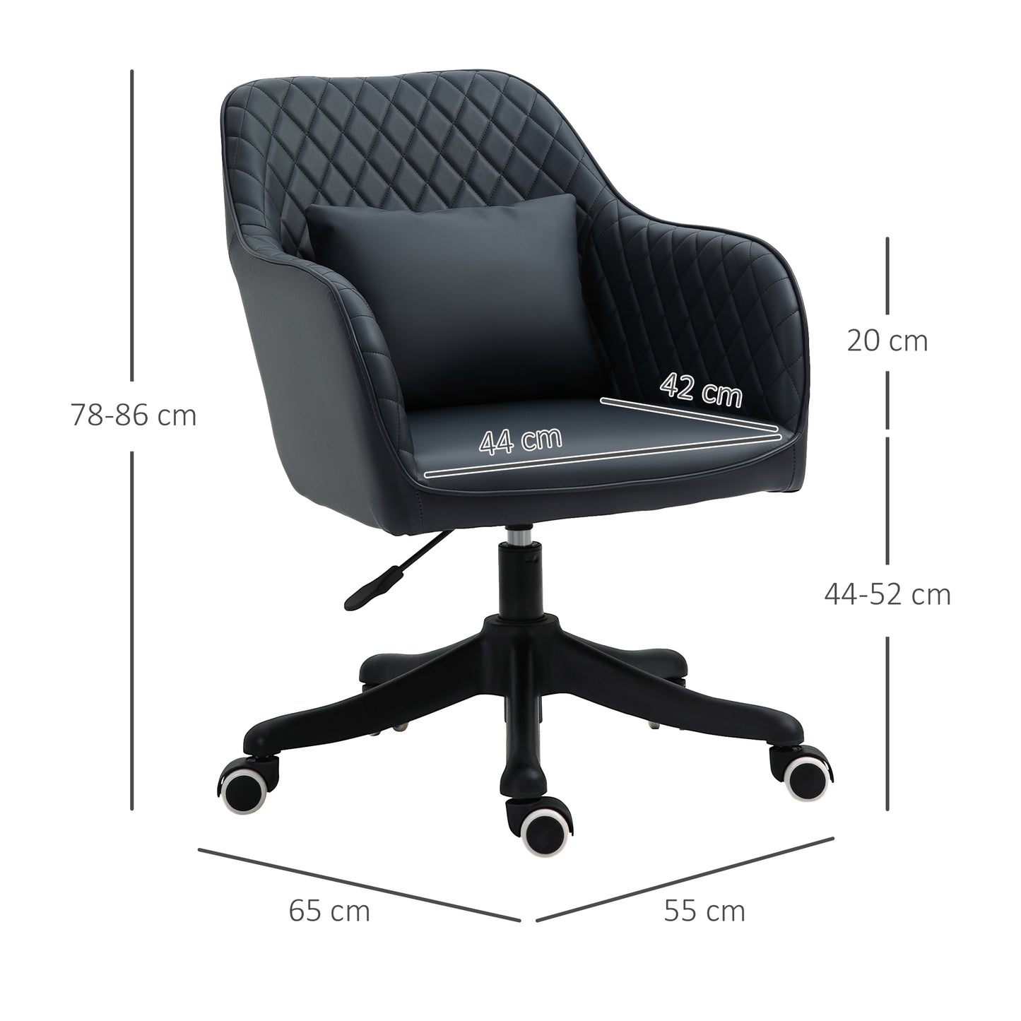 Vinsetto PU Leather Office Chair with Rechargeable Electric Vibration Massage Lumbar Pillow, Wheels, Blue