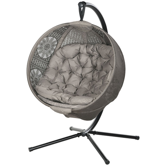 Outsunny Round Egg Basket Chair, with Steel Stand