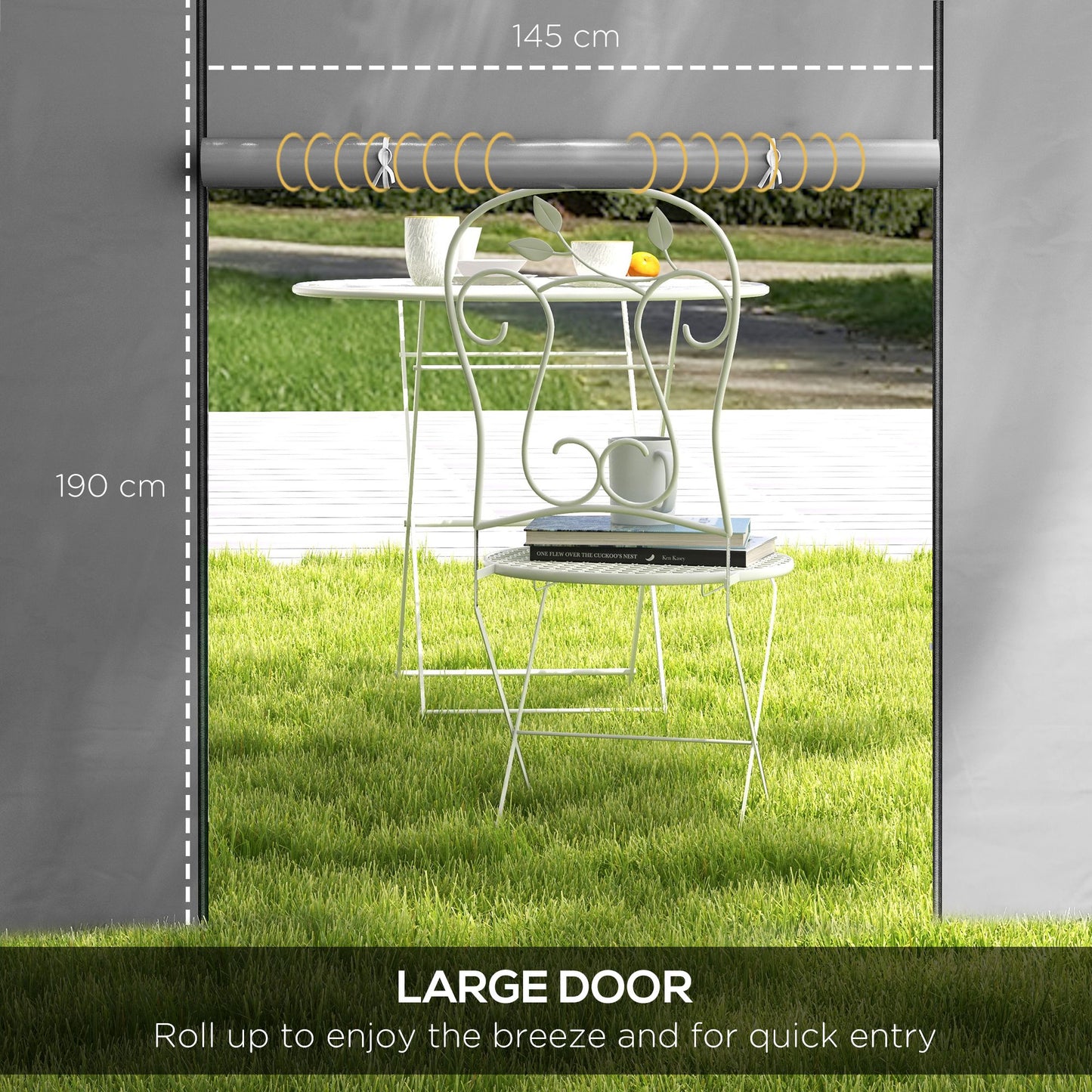 Outsunny Gazebo Side Panels 2 Pack Sides Replacement for 3x3(m) or 3x6m Pop Up Gazebo with Windows and Doors Light Grey