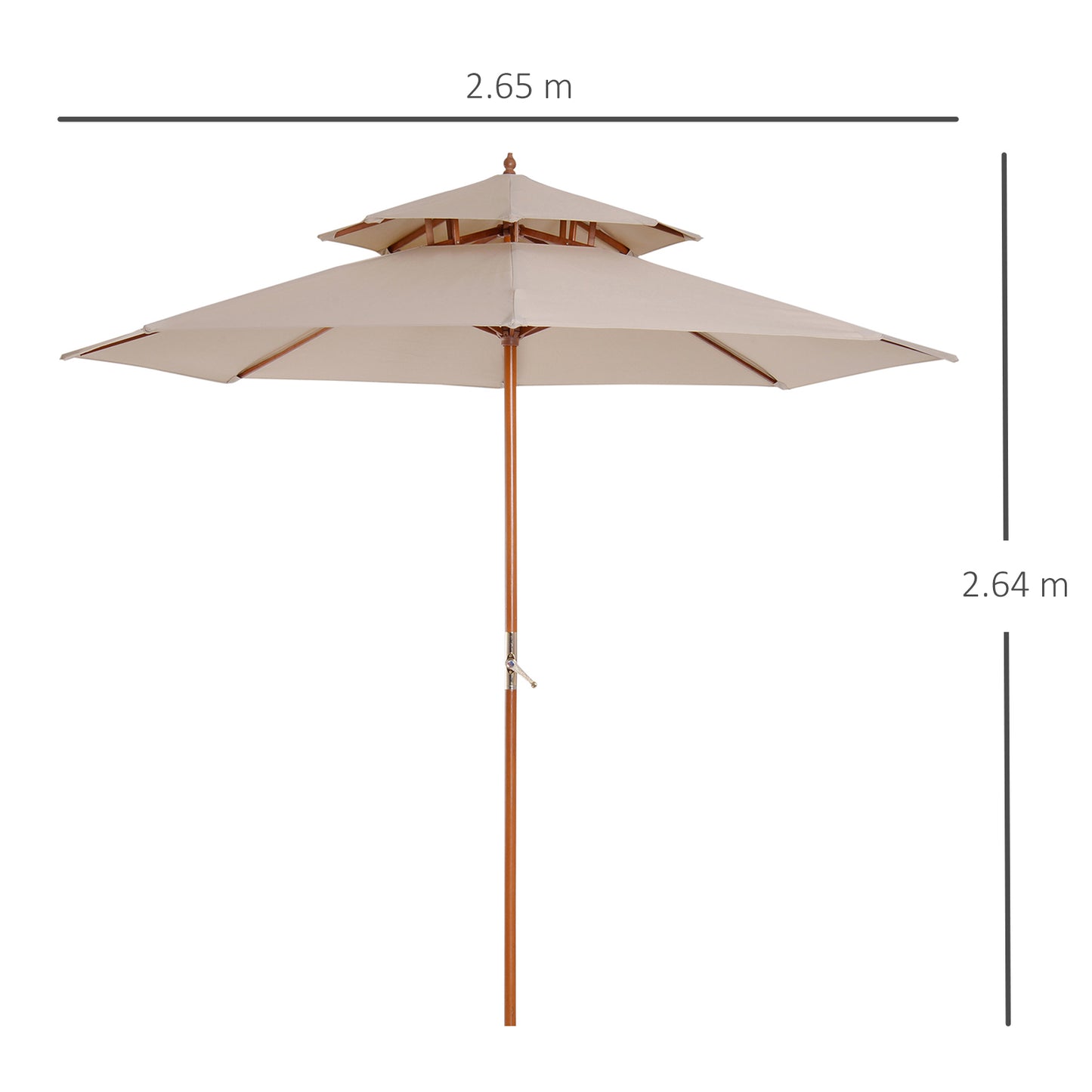 Outsunny 2.7m Patio Double Tier Umbrella Parasol Canopy Garden Sun Sunshade -Beige