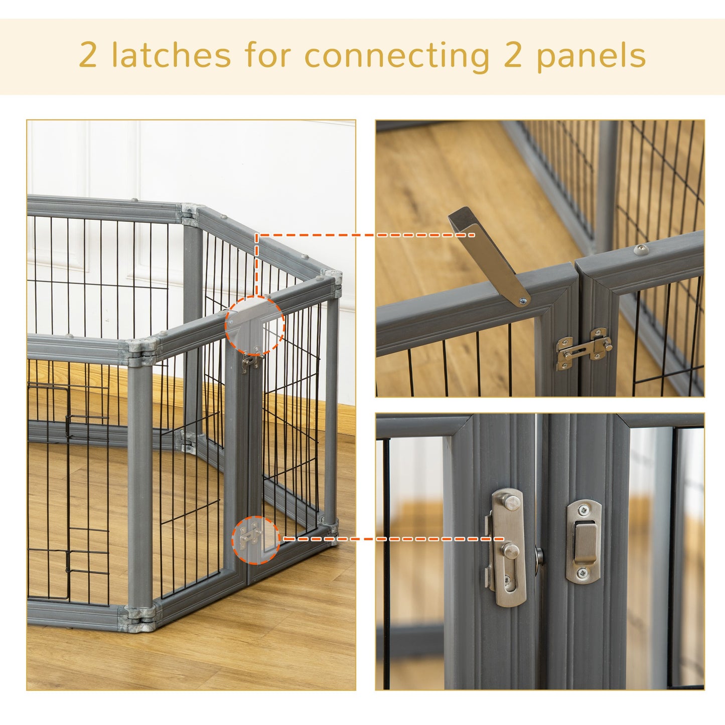 PawHut Heavy Duty Pet Playpen, 6 Panels Puppy Play Whelping Pen, Foldable Steel Dog Exercise Fence, with Door, Double Locking Latches, for Indoor Outdoor Use 70 x 62 cm