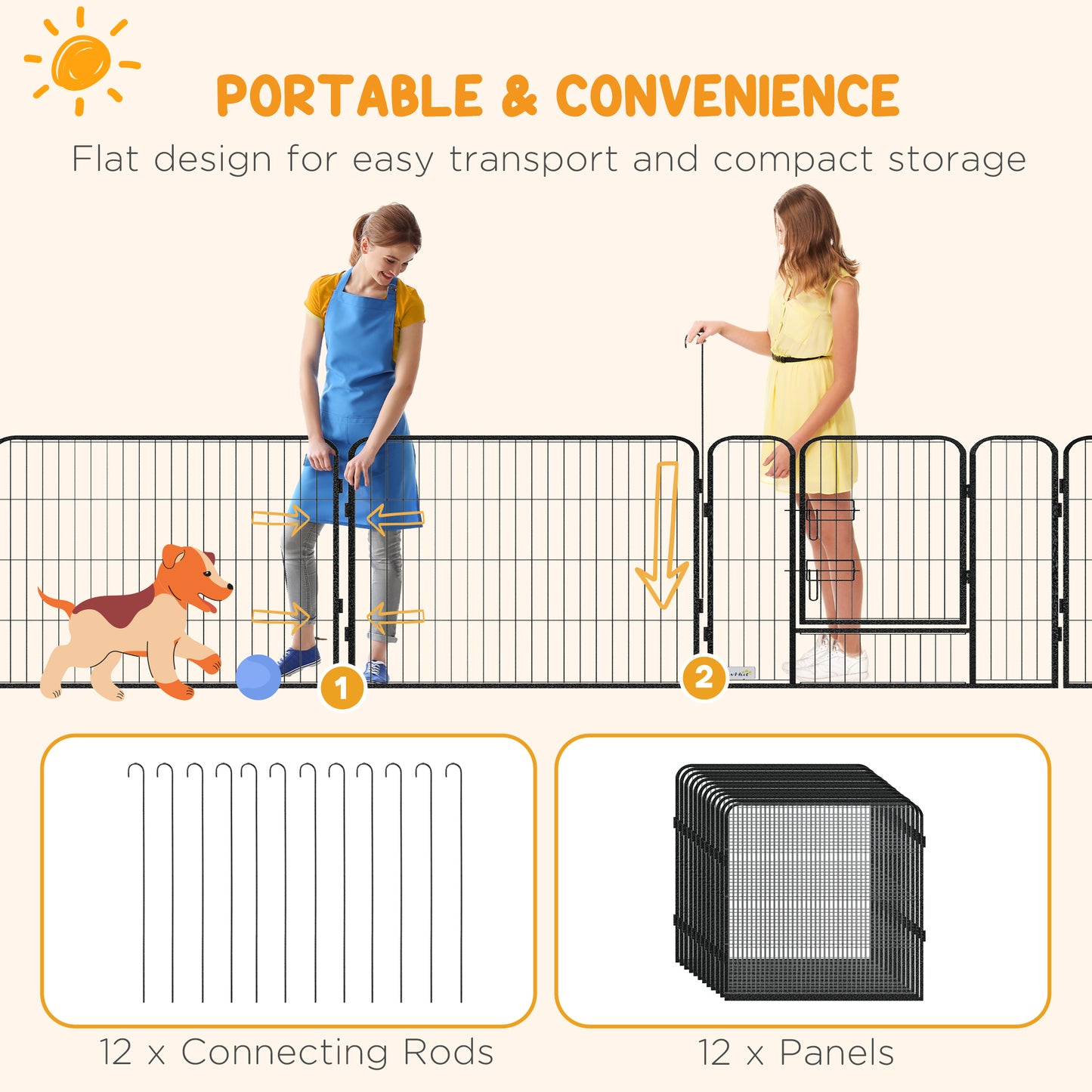 PawHut Steel Puppy Play Pen for Small Medium Dogs