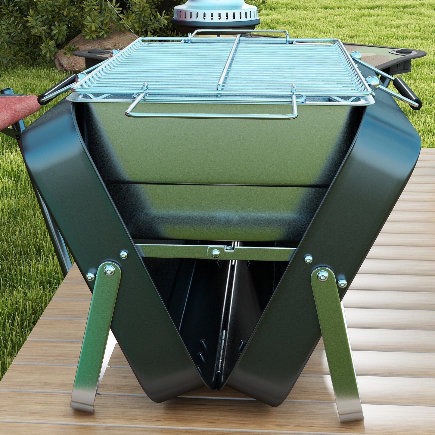 Outsunny Foldable Suitcase Design Mini Charcoal Barbecue Grill BBQ, Black