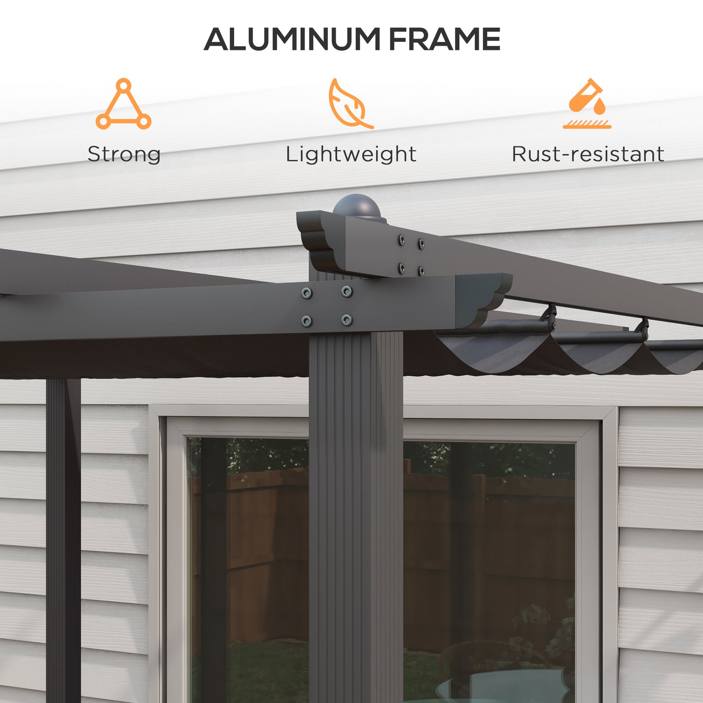 Outsunny 3 x 3(m) Aluminium Pergola, with Retractable Roof - Dark Grey