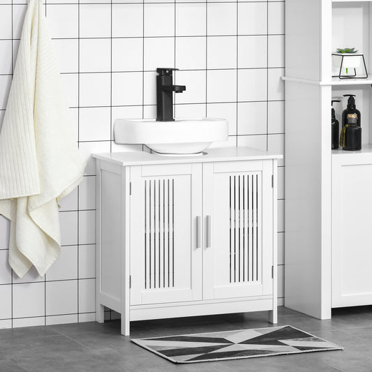 kleankin Modern Under Sink Cabinet with 2 Doors, Bathroom Vanity Unit, White