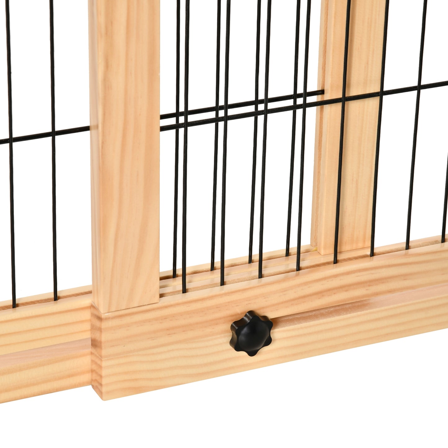 PawHut Adjustable Wooden Pet Gate, Freestanding Dog Barrier Fence with 2 Panels, Natural