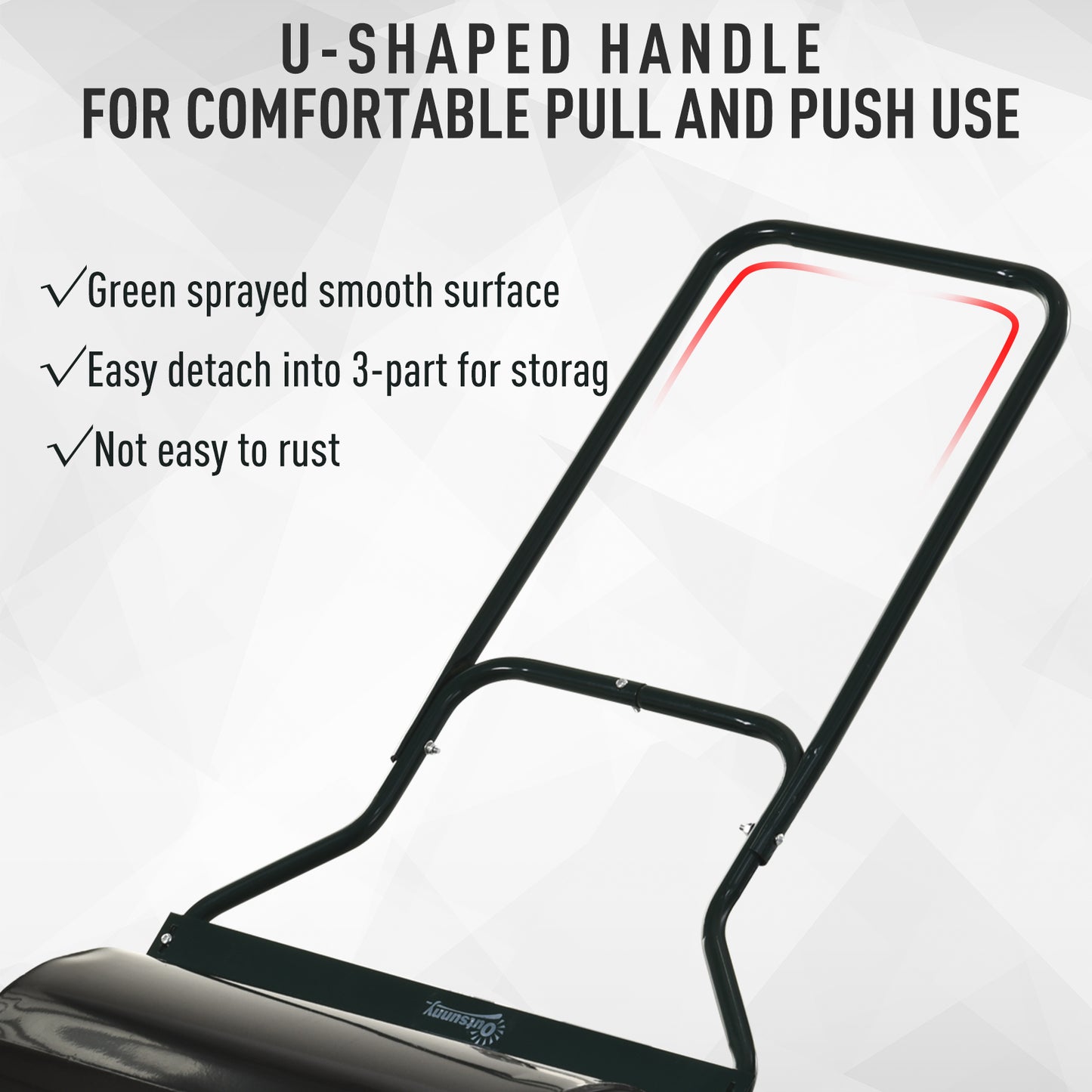 Outsunny Ø50cm Steel Garden Lawn Roller Push Pull w/ Fillable Cylinder Water Sand Plug Lawn Flatten Seed Sow Rolling Drum w/ Handle