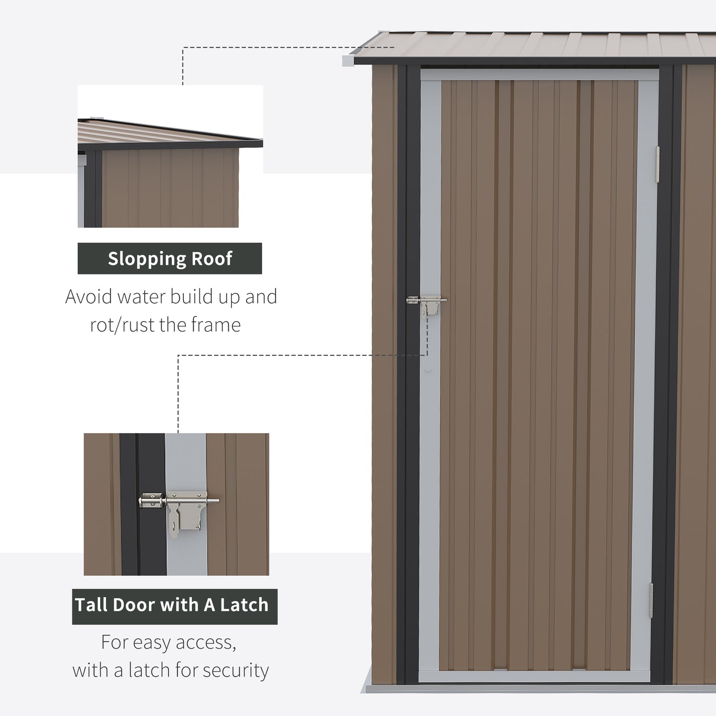 Outsunny 5 x 3ft Garden Shed, with Latched Door