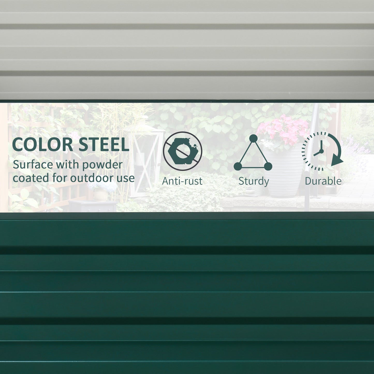 Outsunny Set of 2 Raised Garden Bed Outdoor Elevated Galvanised Planter Box for Flowers Herbs 60x60x30.5cm Green