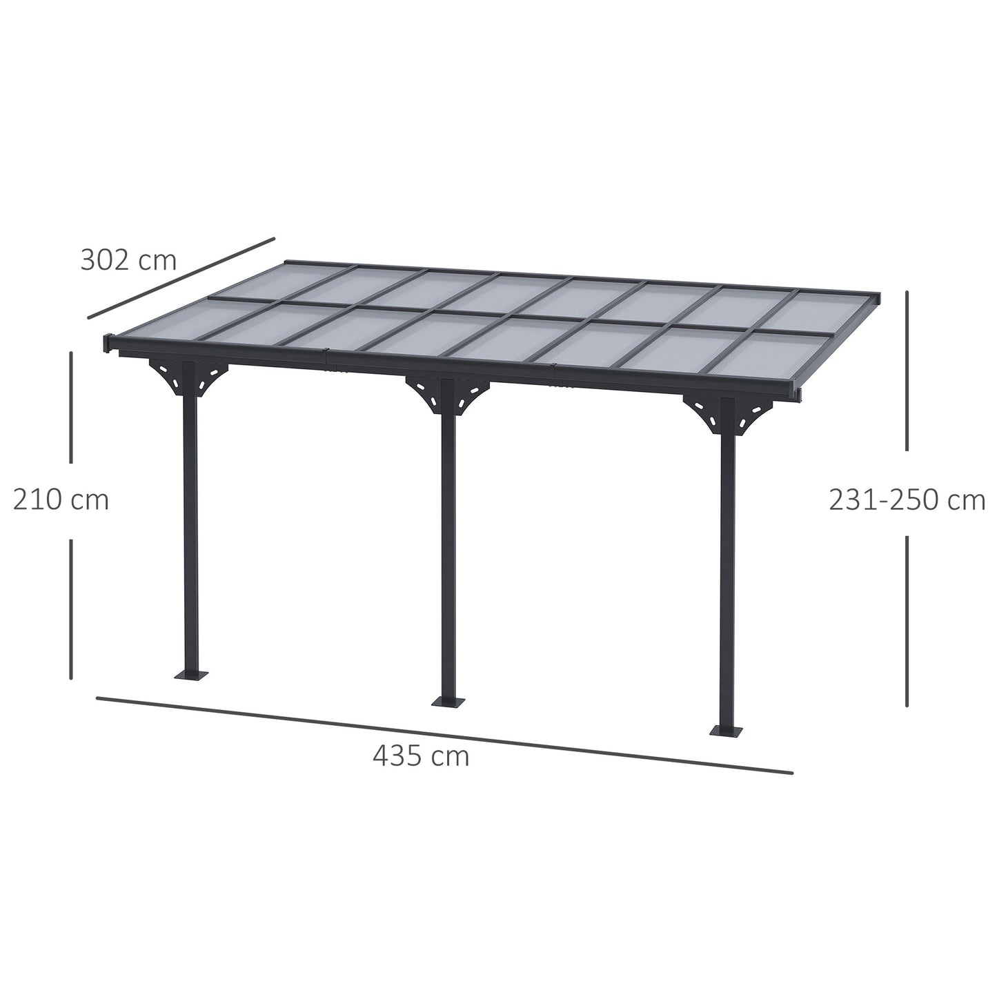 Outsunny Outdoor Patio Gazebo Pergola, Aluminum Post, 4.35 x 3 m PC Roof