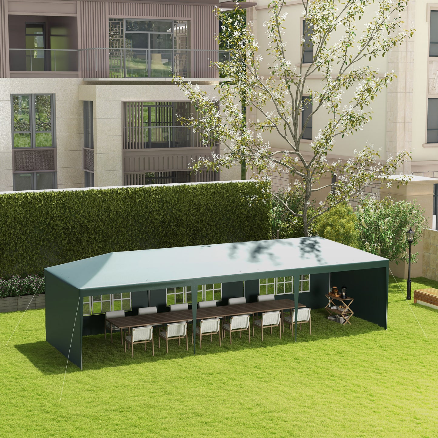 Outsunny 9 x 3m Garden Gazebo, with Removable Walls - Green