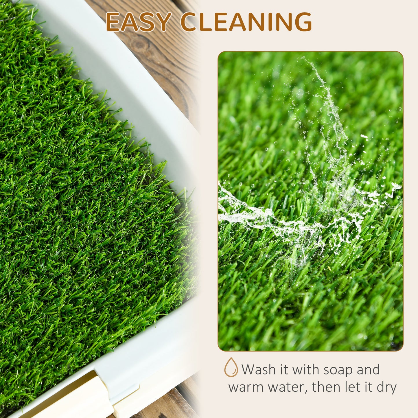 PawHut Puppy Training Pad Indoor Portable Puppy Pee Pad with Artificial Grass Grid Panel Tray 46.5 x 34cm