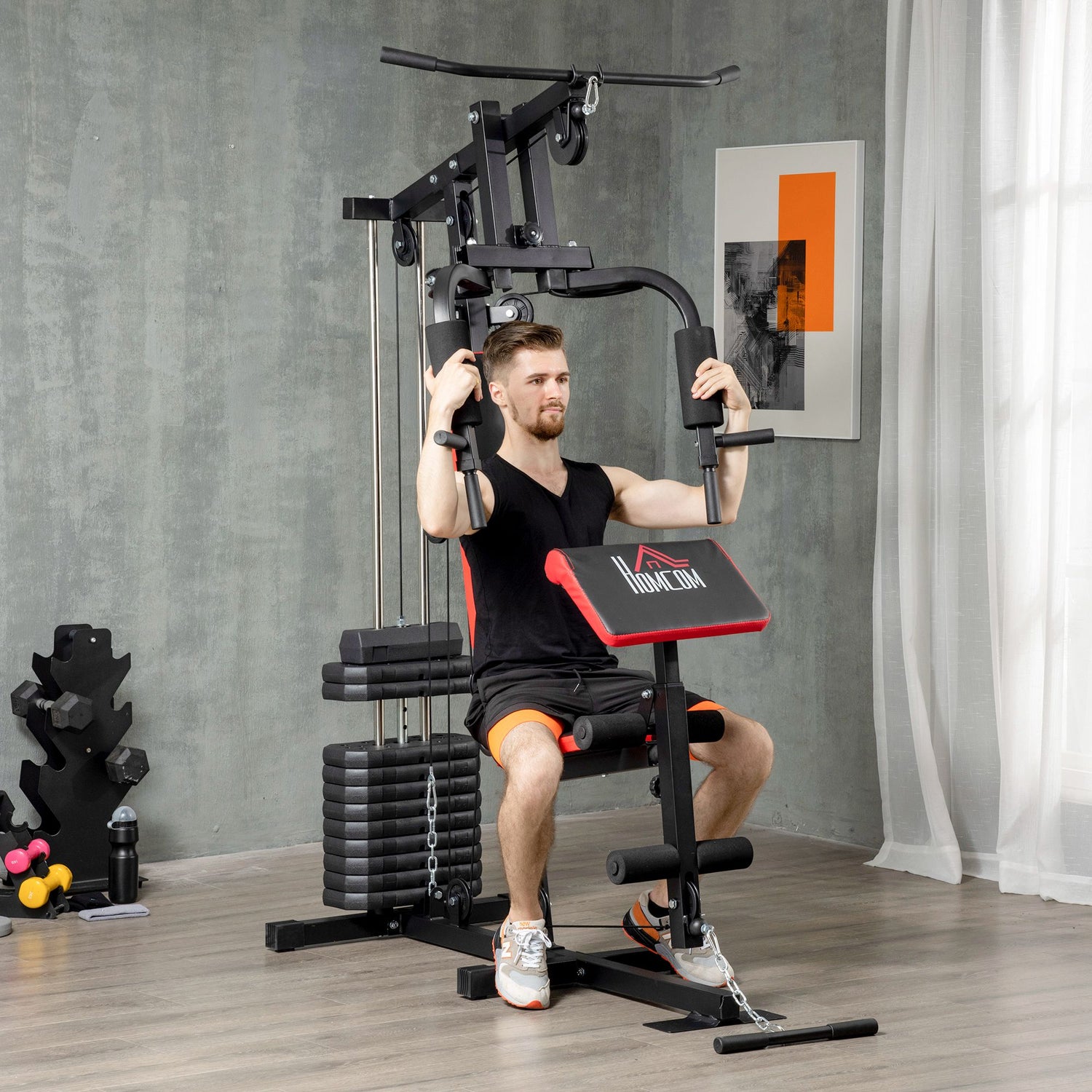 HOMCOM Multi Gym with Weights, Multifunction Home Gym Machine with 66k