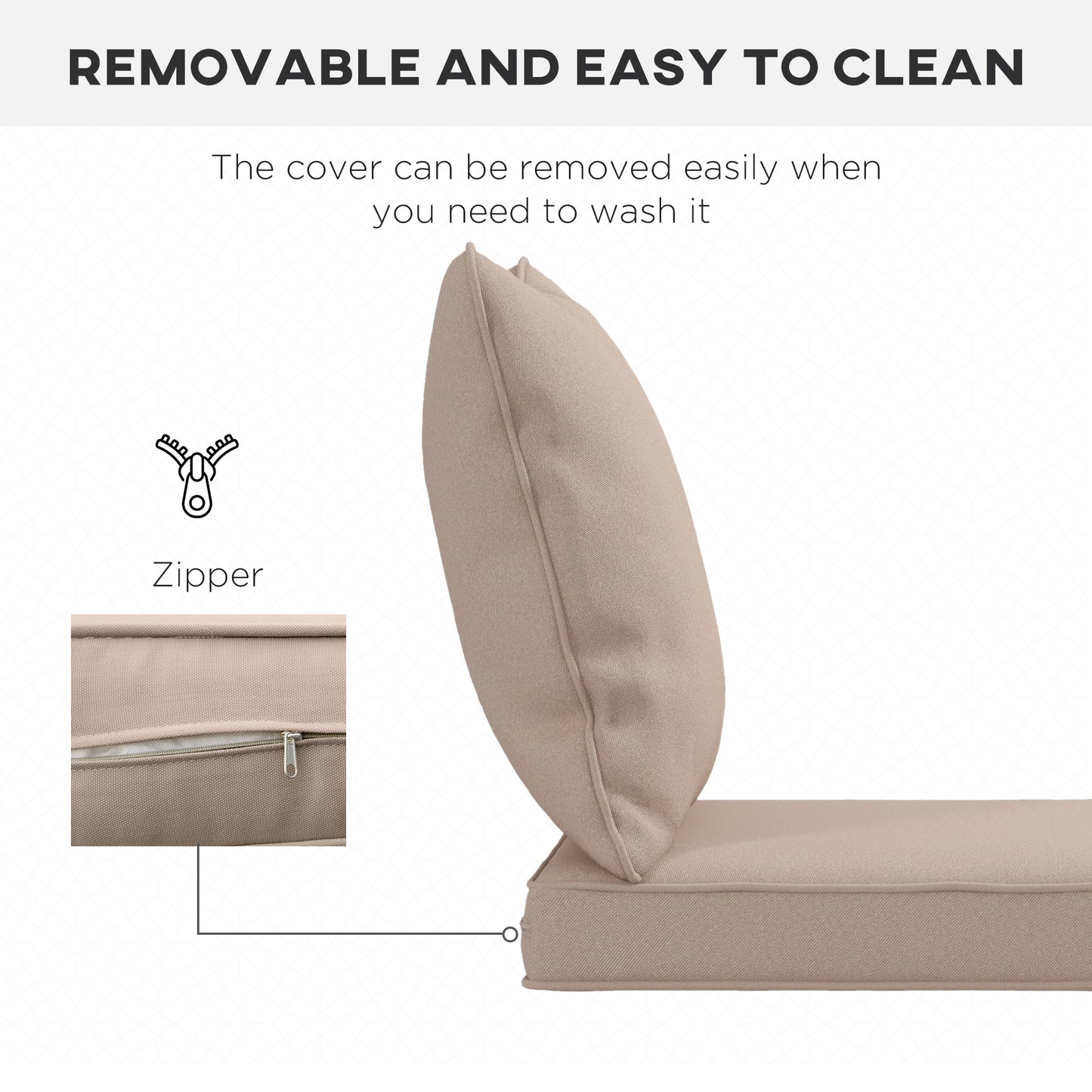 Outsunny 1-Piece Back and Seat Cushion Pillow Replacement, Patio Chair Cushion Set for Indoor Outdoor, Beige