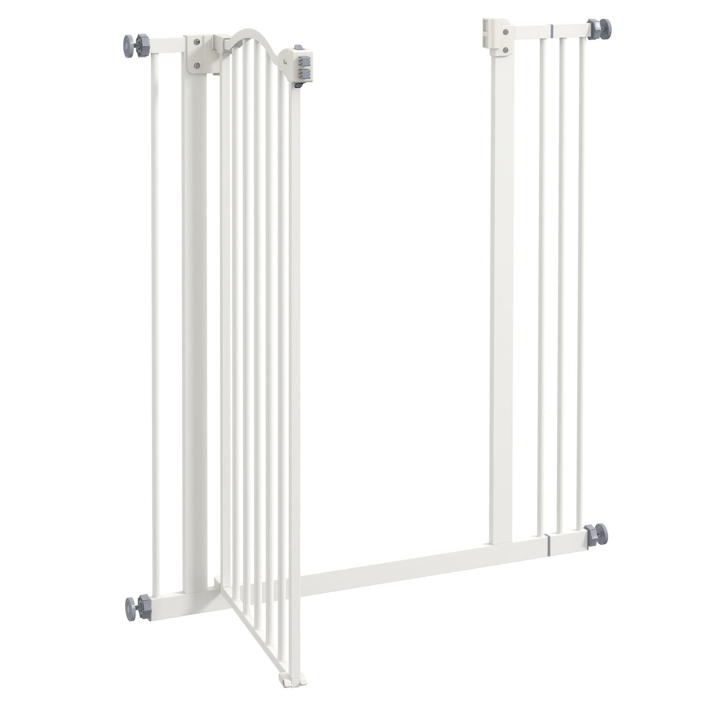 PawHut Metal Pet Safety Gate Dog Gate Folding Fence, White