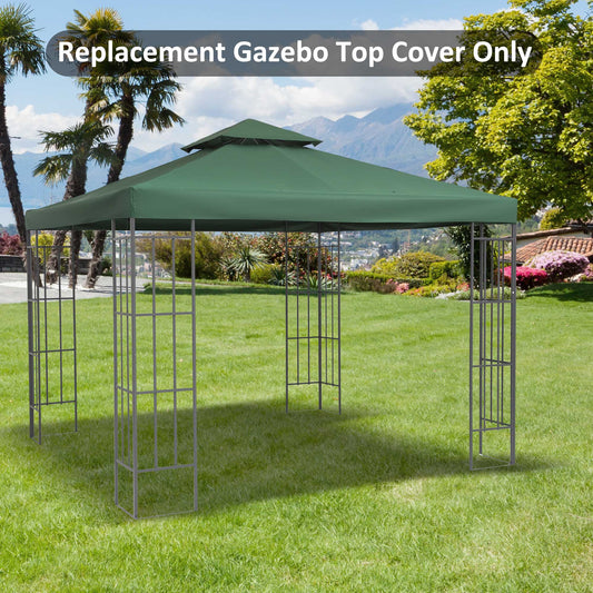 Outsunny 3 x 3 m Gazebo Top Cover Double Tier Canopy Replacement Pavilion Roof, Dark Green