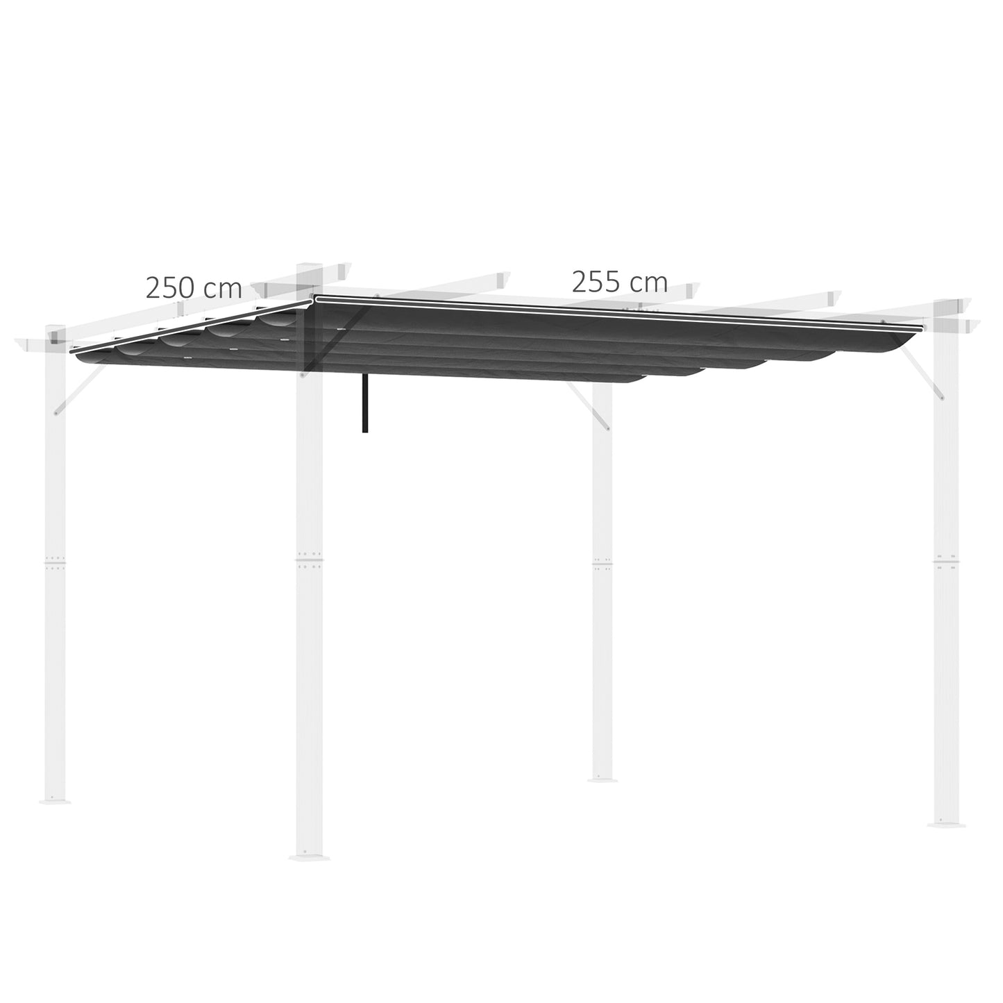 Outsunny Retractable Pergola Shade Cover, Replacement Canopy Fabric for 3 x 3 (m) Pergola, Gazebo Retractable Roof, Dark Grey