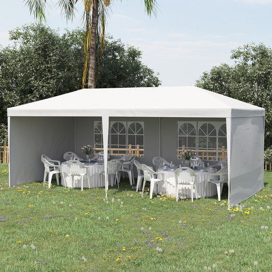 Outsunny 6 x 3m Half-Open Garden Gazebo, with Windows - White