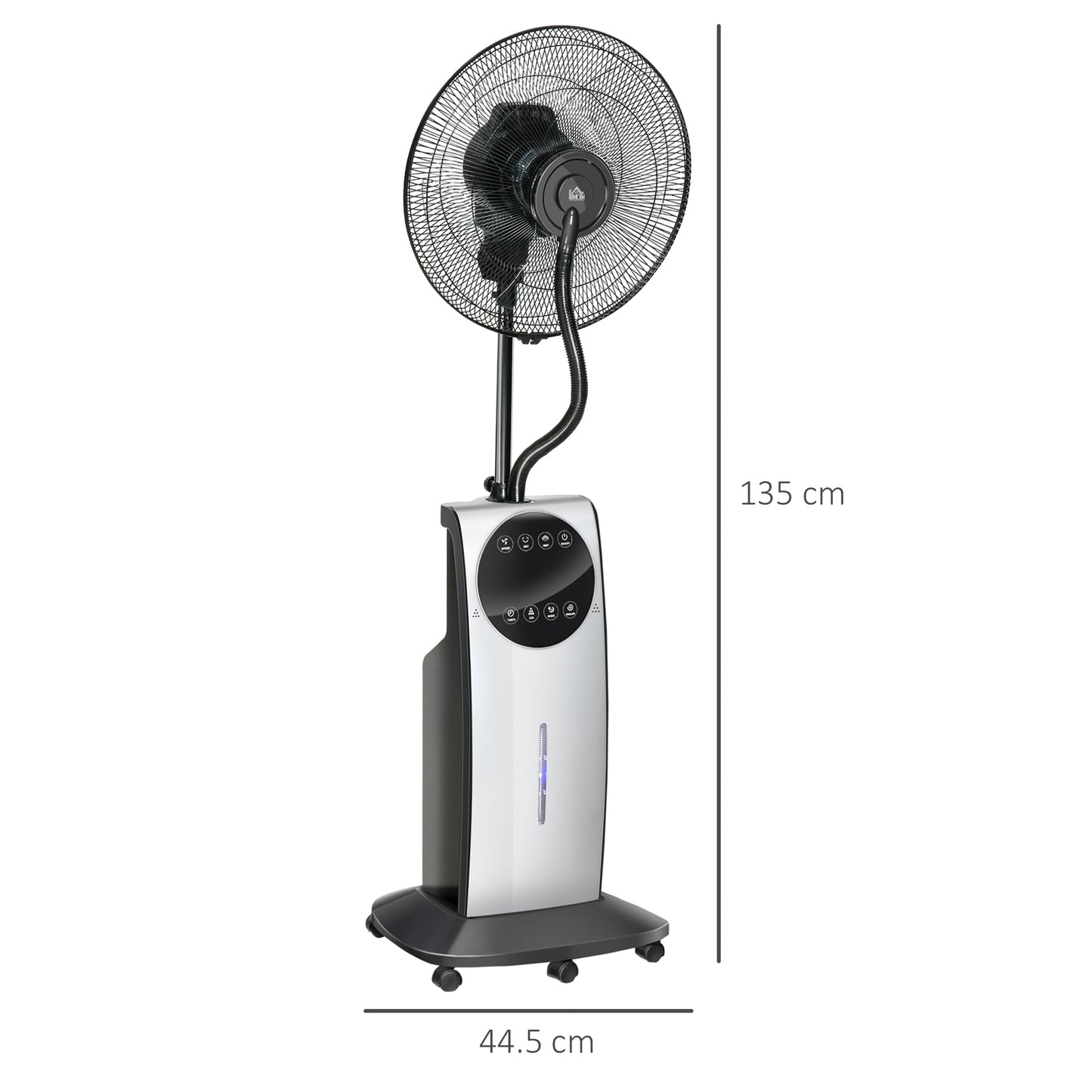 HOMCOM Pedestal Fan with Water Mist Spray, Humidifying Misting Fan, Standing Fan with 3 Speeds, 3.1L Water Tank, Timer and Electric Mosquito Killer Jack, Black