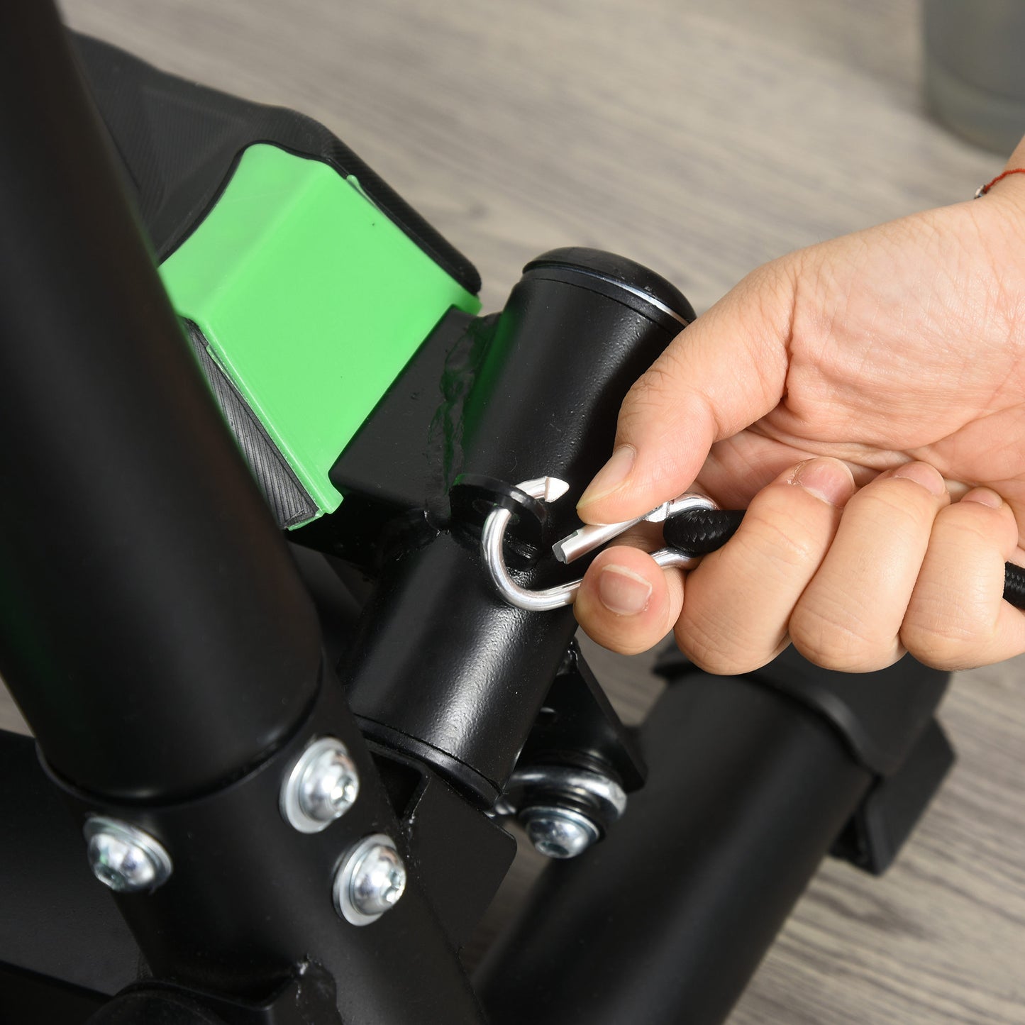 HOMCOM Free Stand Stepper Workout Fitness Machine Pulling Rope Sport Exercise W/Handle-Black/Green