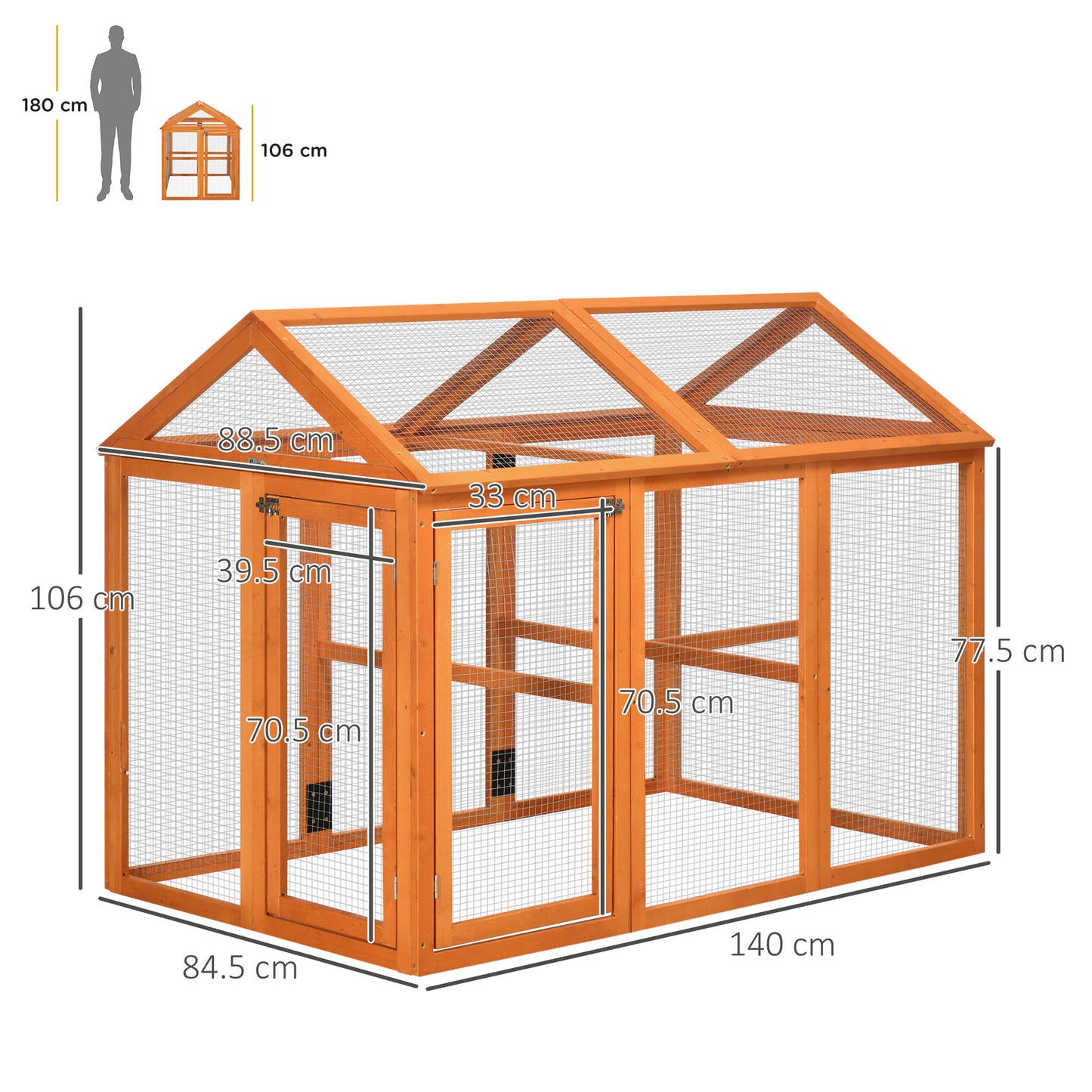 PawHut Large Chicken Run, Wooden Chicken coop, with Combinable Design - Wood Effect