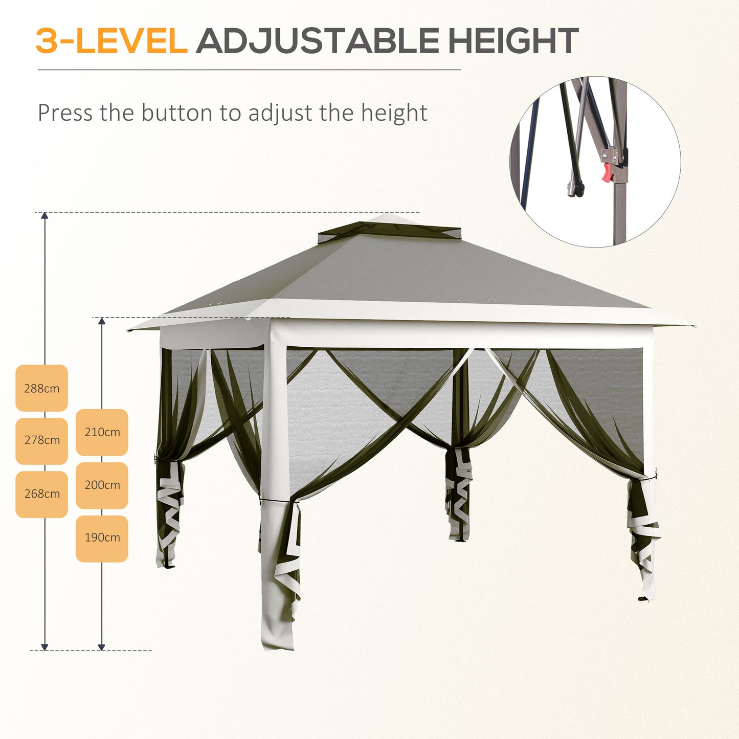 Outsunny Pop Up Canopy Tent with Double Roof, Zipped Mesh Sidewalls, Carrying Bag, Height Adjustable for Patio Garden, Dark Grey