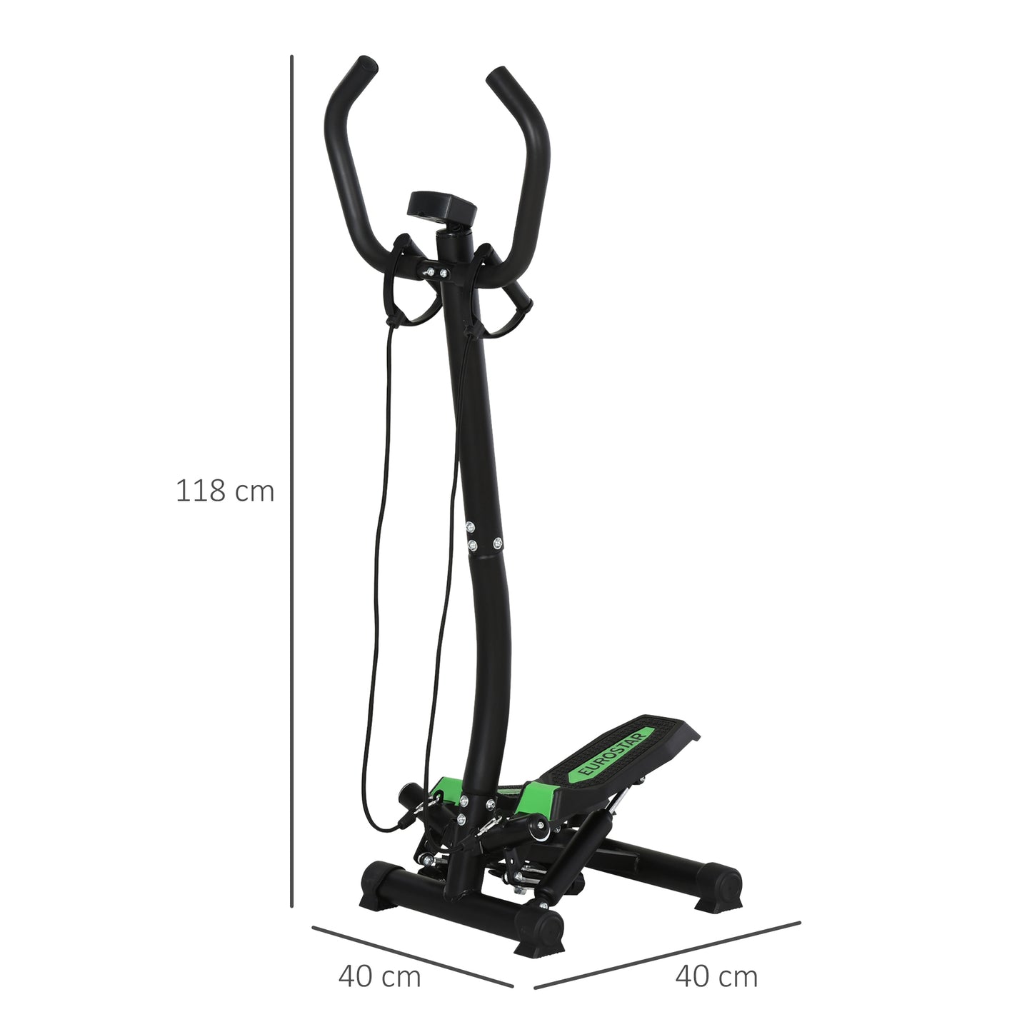 HOMCOM Free Stand Stepper Workout Fitness Machine Pulling Rope Sport Exercise W/Handle-Black/Green