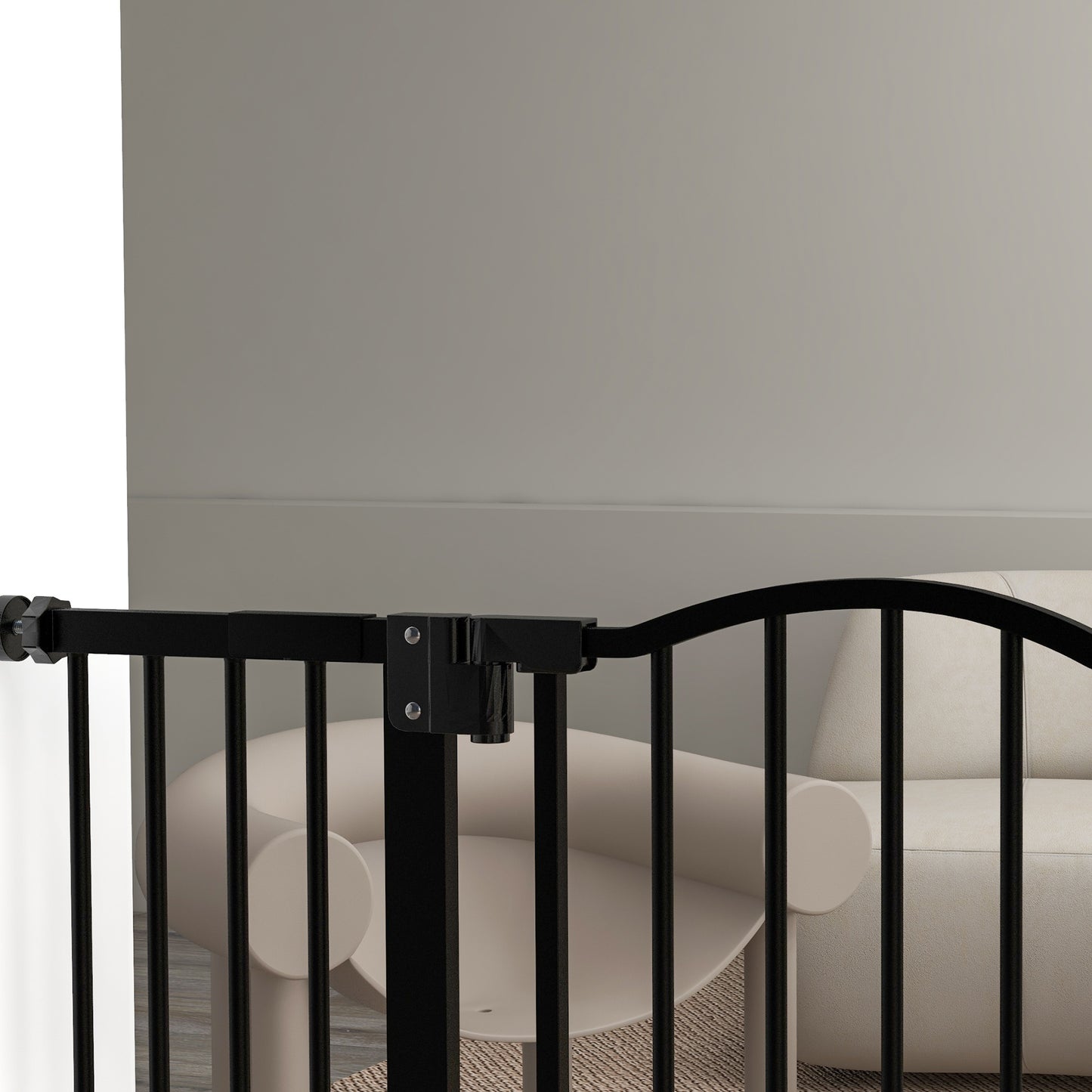 PawHut Metal Pet Safety Gate Dog Gate Folding Fence, Black