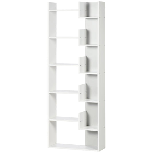 HOMCOM Modern Book Shelf with 11 Open Shelves, 6-Tier Bookcase, Freestanding Shelving Unit for Home Office and Study, White