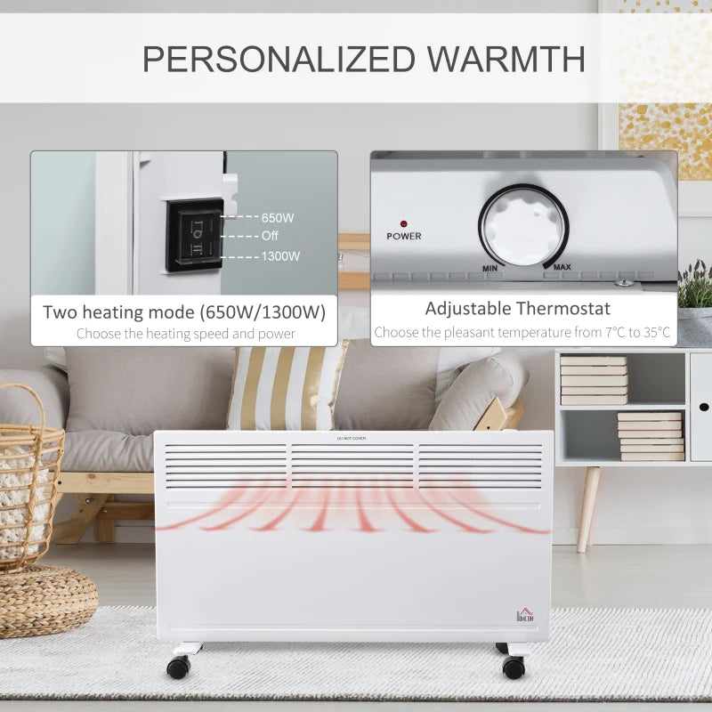 260 Single Convector Radiator HOMCOM Convector Radiator Heater Freestanding or Wall-mounted w/ Adjus ...