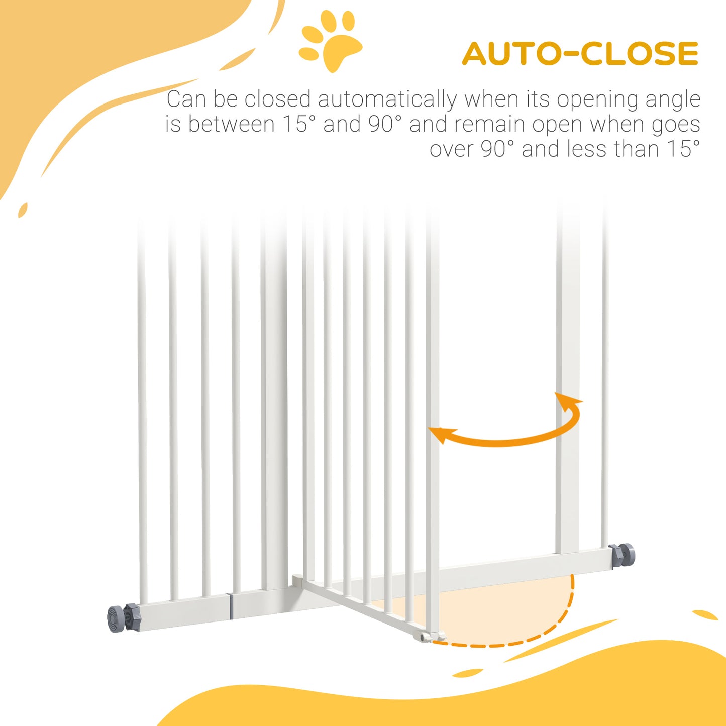 PawHut Metal Pet Safety Gate Dog Gate Folding Fence, White