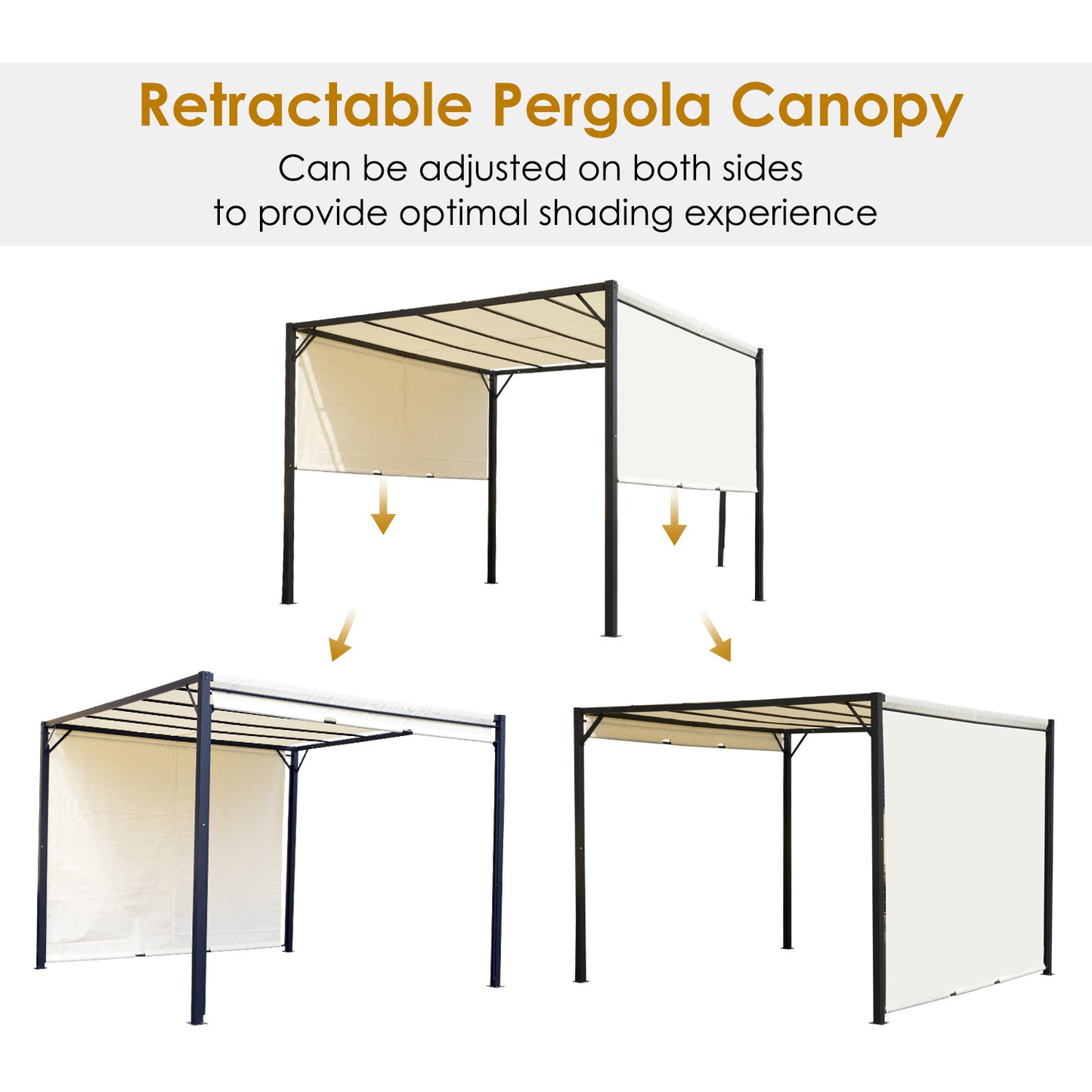 Outsunny Metal Pergola With Canopy Retractable Pergola Canopy