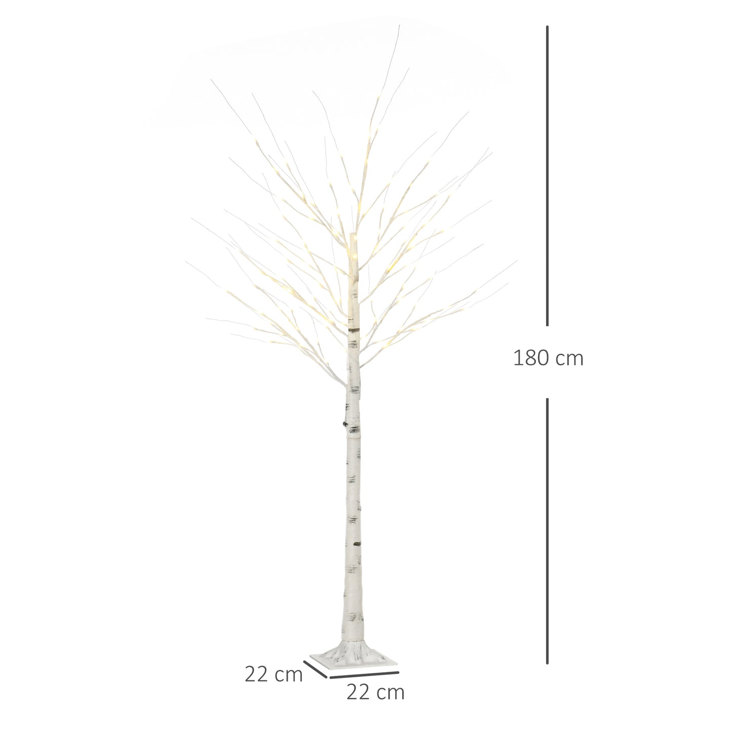 HOMCOM 6ft Artificial White Birch Tree Light with 96 Warm White Pre-Lit LED Light