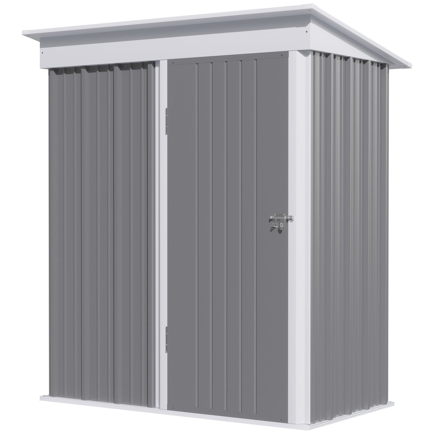 Outsunny Metal Garden Shed Outdoor Leanto Shed for Tool Motor Bike with Adjustable Shelf Lock Gloves 5'x3'x6' Grey