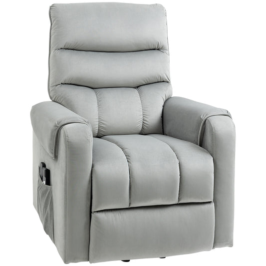 HOMCOM Vibration Massage Rise and Recliner Chair Electric Power Lift Recliner with Remote Control and Side Pockets Grey