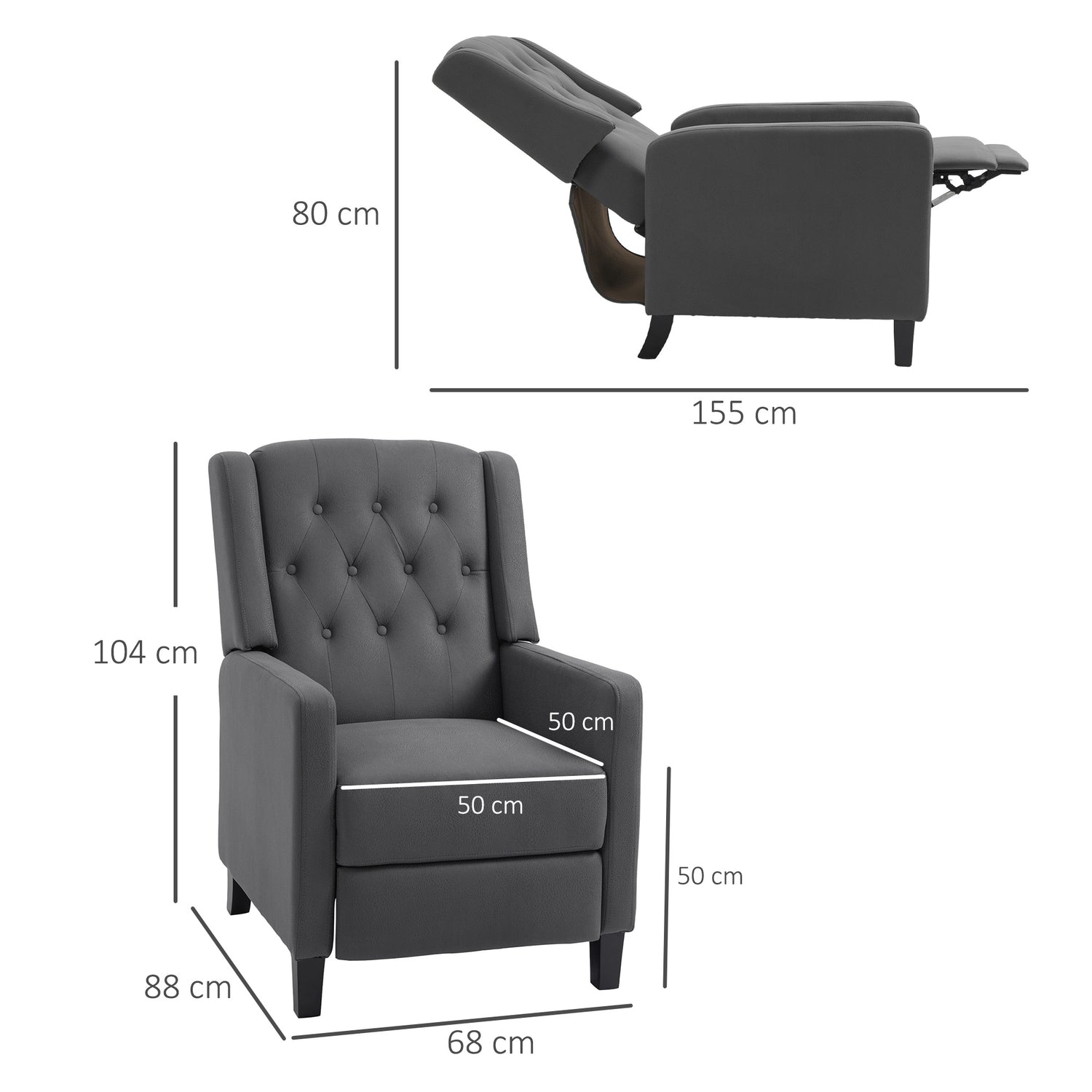 Button tufted 2024 leather recliner