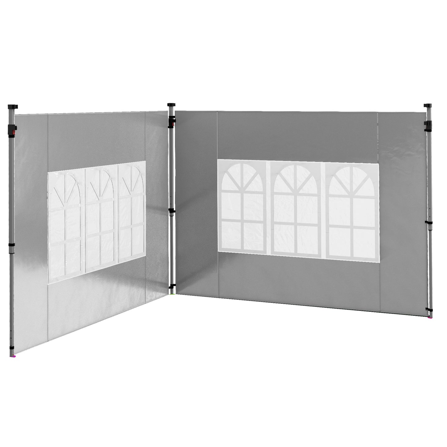 Outsunny Gazebo Side Panels Sides Replacement with Window for 3x3(m) or 3x4m Pop Up Gazebo 2 Pack Grey
