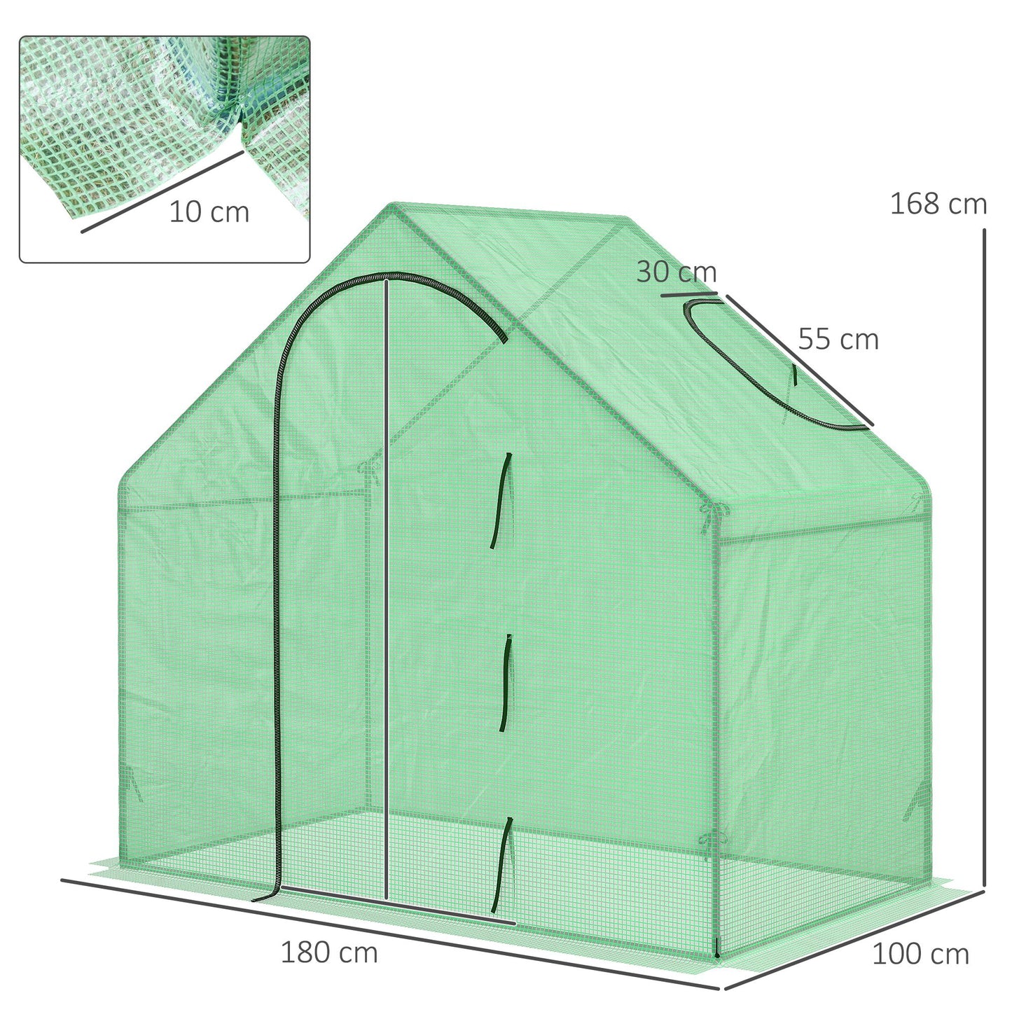 Outsunny 3.4x5.9ft Walk-In Greenhouse Outdoor Garden Plant Shelter w/ Steel Frame Window