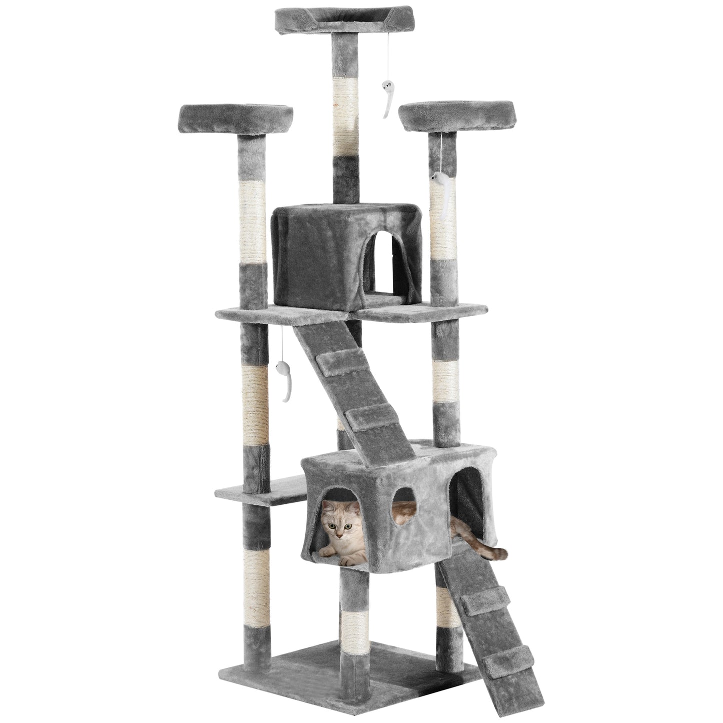 PawHut Cat Tree Scratching House, Activity Play Centre