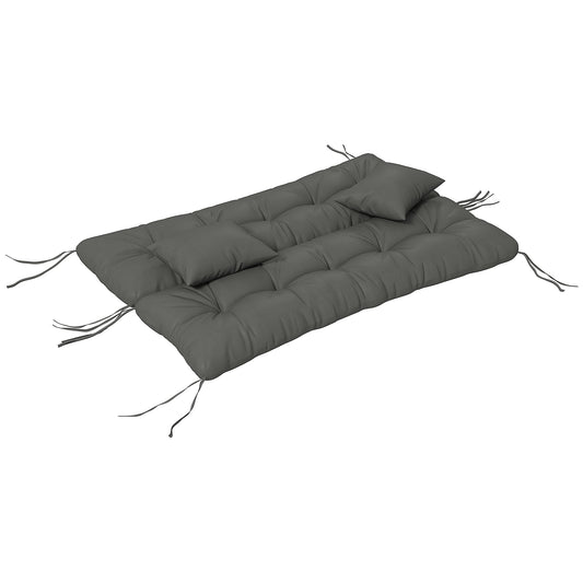 Outsunny Back and Seat Cushion Replacement with 2 Pillows, Patio Chair Cushions Set with Ties, Light Grey