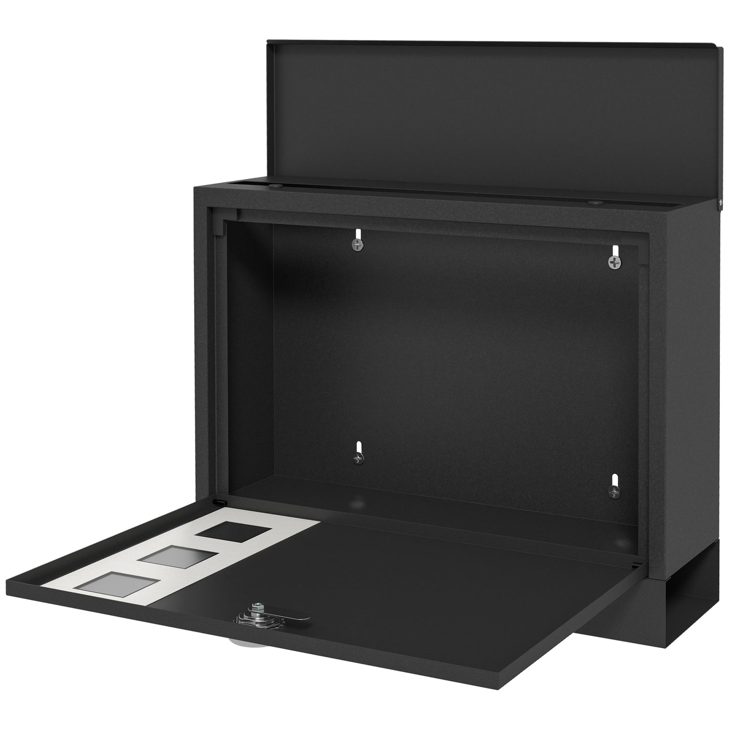 HOMCOM Wall Mounted Letterbox Weatherproof Post Box Modern Mailbox with 2 Keys and Viewing Windows Easy to Install