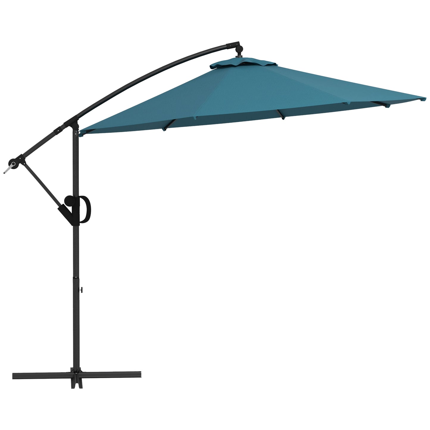 Outsunny 3(m) Offset Cantilever Parasol Umbrella, with Cross Base - Blue