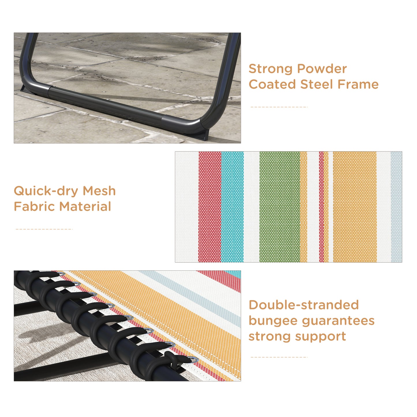 Outsunny 2 Pcs Folding Sun Lounger Beach Chaise Chair Garden Cot Camping Recliner with 4 Position Adjustable Multicolored