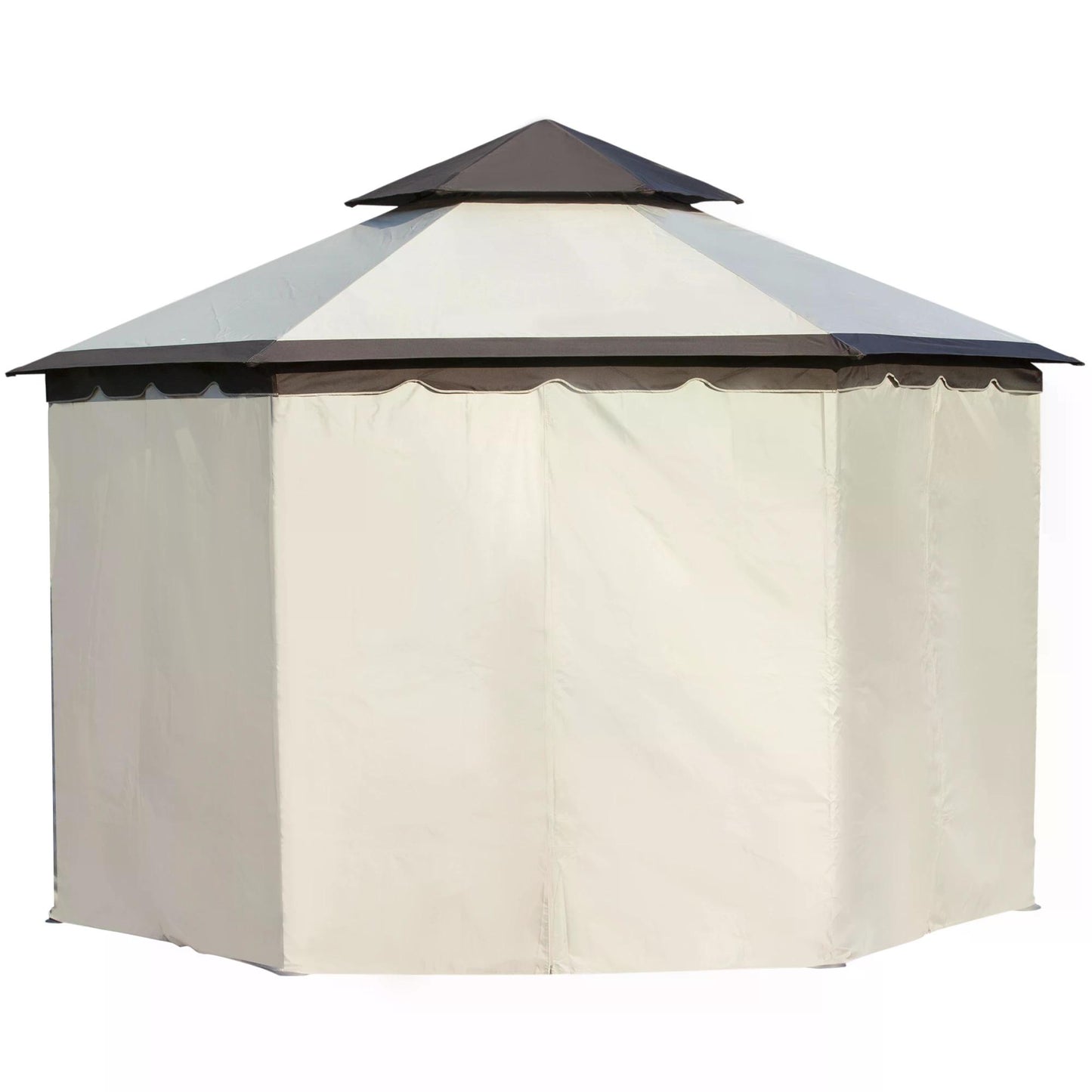 Outsunny 3.4m Steel Gazebo Pavillion for Outdoor with Curtains and 2 Tier Roof