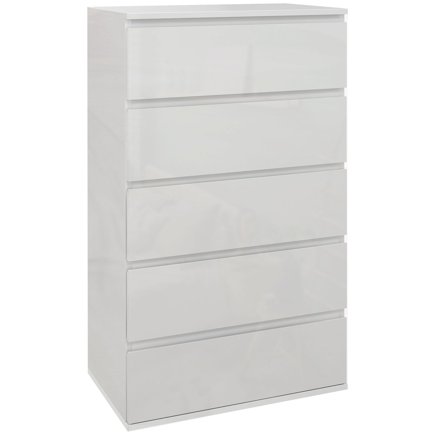 HOMCOM High Gloss Chest of Drawers, 5-Drawer Storage Cabinets, Modern Dresser, Storage Drawer Unit for Bedroom