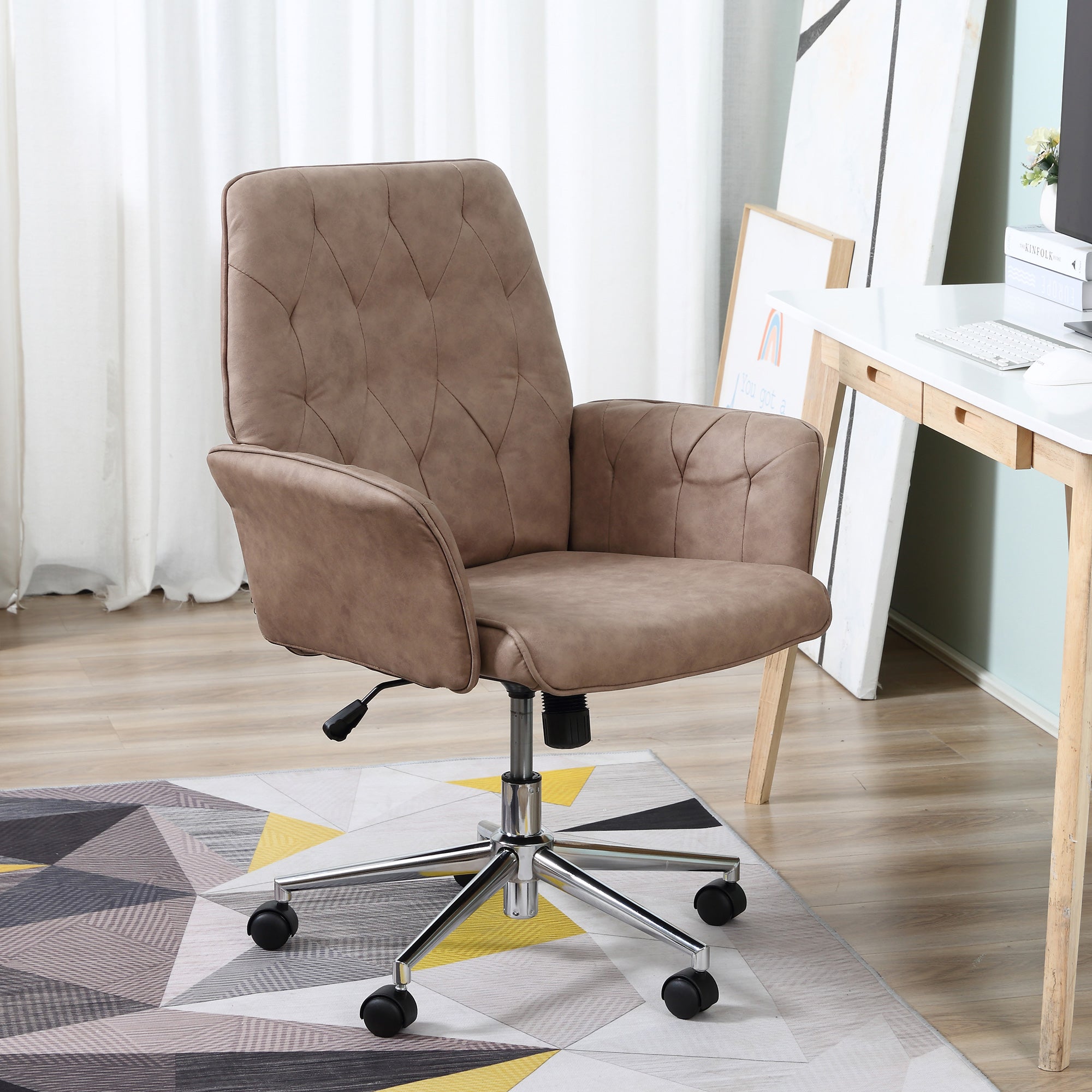 Vinsetto Micro Fibre Office Chair Mid Back Computer Desk Chair with Ad ...