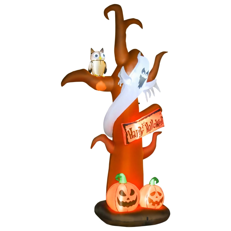 HOMCOM 2.7m Halloween Inflatable Tree with Ghost and Pumpkin Lighted f ...